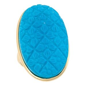 Rarities Gold-Plated Sterling‎ Silver Carved Gemstone Floral Ring
